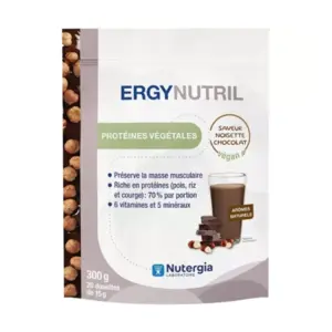 Comparateur de prix : Nutergia Ergynutril Vegan Noisette-Chocolat Protéines Végétales 300g