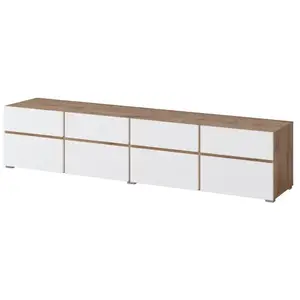MEUBLORAMA Meuble tv xl havana 225 cm 4 portes abattantes et 4 tir... pas cher