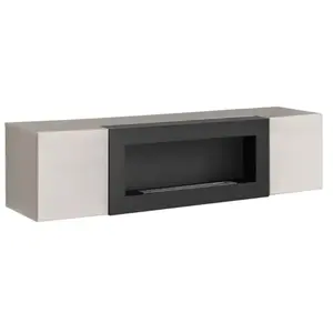Comparateur de prix : Meuble tv fly cachemire   avec cheminée bio-éthanol intégrée