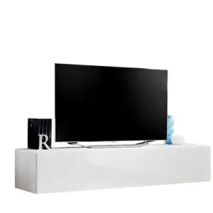 Meublorama PRICE FACTORY Meuble TV FLY design, coloris blanc brillant. Meuble suspendu moderne et tendance pour votre salon.: 40 Blanc pas cher