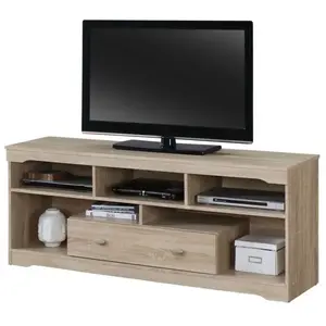 Meublorama PRICE FACTORY Meuble TV MERSIN 150 cm à 1 tiroir et 5 niches coloris Sonoma.: 40 Marron pas cher
