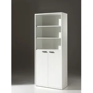 Comparateur de prix : PRICE FACTORY Bibliothèque de bureau   2 portes et étagères   collection soon   blanc mat