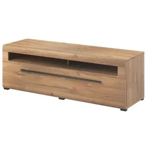 Comparateur de prix : PRICE FACTORY Meuble TV XL 160cm collection BREDA. Coloris chêne. Style design. 160x52x50 Marron