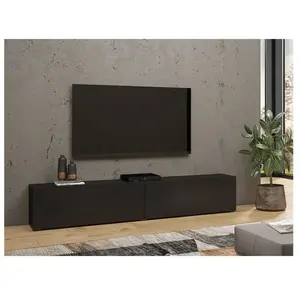 Meublorama Meuble TV 180cm collection EVA. Couleur noir et chêne. pas cher