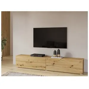 Meublorama Meuble TV 180cm collection EVA. Couleur chêne et noir. pas cher