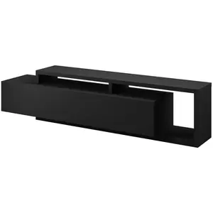 Meublorama Meuble TV 220cm collection BERGAME. Coloris noir super mat. pas cher