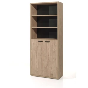 Comparateur de prix : Bibliothèque de Bureau - PRICE FACTORY - Collection DEPÉ - 2 Portes - 4 Étagères - Chêne Doré