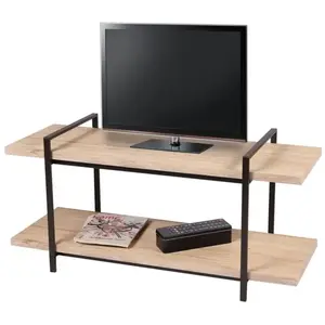 Meublorama Meuble TV style moderne avec 2 étagères coloris chêne clair 120x43xH55cm pas cher