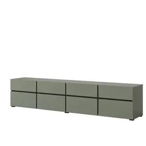 Comparateur de prix : MEUBLORAMA Meuble TV XL coloris vert sapin 225cm collection HAVANA. Meuble design avec 4 portes et 4 tiroirs.
