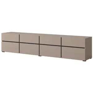 MEUBLORAMA Meuble TV XL - HAVANA - Beige / Noir mat - 4 portes - 4 tiroirs