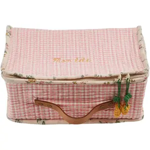 Emile et Ida - Petite valise de rangement Vichy Rose taille unique pas cher