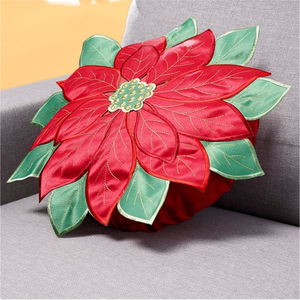 TempsL Coussin rond fleur poinsettia pas cher