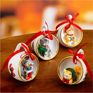 TempsL 4 tasses décoration chatons Noël pas cher
