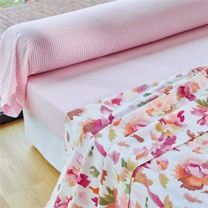becquet Drap plat en coton VALSE FLEURIE motif pivoines roseVendu par3suisses