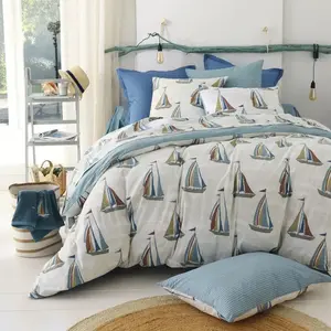 becquet Housse de couette en coton VOILIERS bleu pas cher