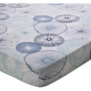 becquet Drap housse en coton SEA SHELLS fond marins bleu pas cher