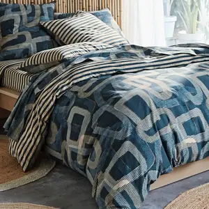 becquet Housse de couette en coton MARTIAL bleu