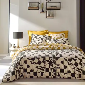 Becquet Housse de couette DAMIERS - beige imprimé pas cher