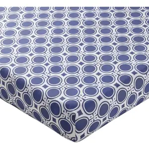 Becquet Drap-housse motif feuilles géométriques AFRO GEO bleu marine pas cher