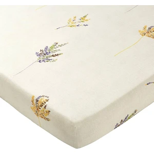 Becquet Drap housse coton ALBA feuilles et bouquets jaune