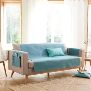Becquet Lot de 2 protèges accoudoir 38x55 bleu pas cher