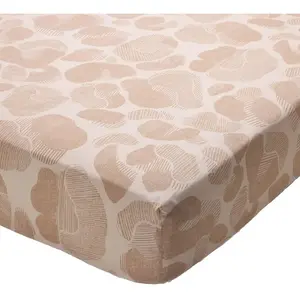 Becquet Drap housse adulte PAULETTE motif léopard stylisé, beige pas cher