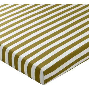 Becquet Drap-housse motif tulipes et rayures MARTIKA jaune ocre