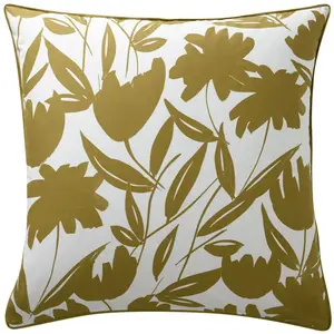 Becquet Taie d'oreiller sac, motif tulipes et rayures MARTIKA jaune ocre pas cher