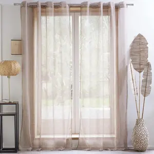 Becquet Voilage BELUGA OEILLE L140xH180 marron taupe pas cher