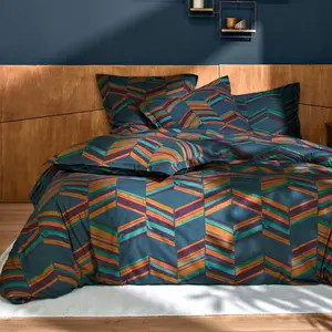 Becquet Housse de couette JEUX GRAPHIQUES style chevrons, multicolore pas cher