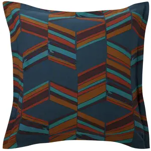 becquet Taie d'oreiller volant carrée JEUX GRAPHIQUES style chevrons, multicolore pas cher