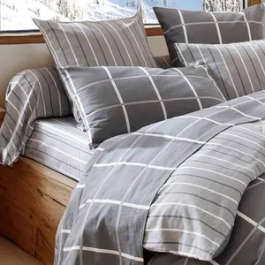 Becquet Drap plat CARREAUX coton carreaux et rayures grisVendu par3suisses