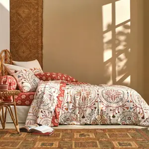 Becquet Housse de couette DISQUES SOLAIRES 140x200 beige pas cher
