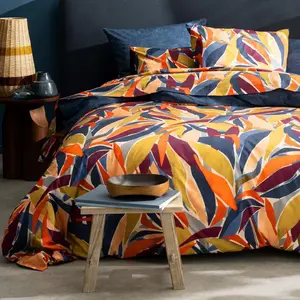 Becquet Housse de couette PIA percale motif feuillage multicolore pas cher