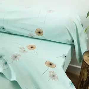 Becquet Taie d'oreiller ou de traversin coton PISSENLIT - vert céladon pas cher