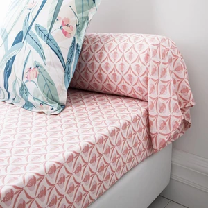 Becquet Drap-housse coton NOEMIE - rose blush pas cher