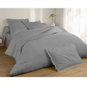 becquet Taie d'oreiller LIN LAVE UNI 50x70 gris pas cher