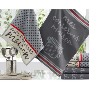Becquet Lot de 3 torchons jacquard motif conserves - GrisVendu par3suisses
