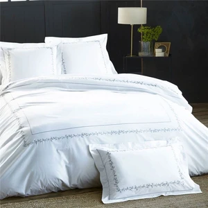 Becquet Drap plat en percale de coton ADELE fleurs brodées et torsades- blancVendu par3suisses