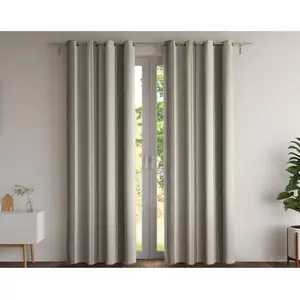 Becquet Rideau occultants thermiques chambray en coton rayé ALPS gris pas cher