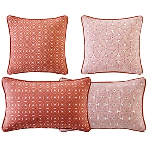 Becquet Coussin GIENS double face graphique rectangulaire  orange terracotta