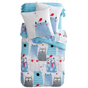 Becquet Drap-housse  MATOU bleu en coton pas cher