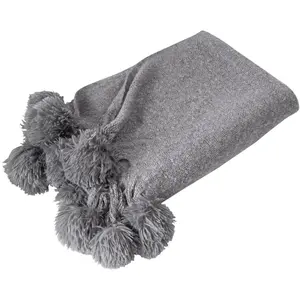 Becquet Plaid à POMPONS 125 x 150 cm grisVendu par3suisses