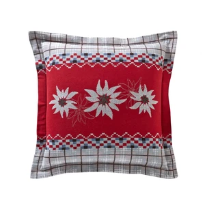 Becquet Taie d'oreiller MONTAGNARD rouge en flanelle de coton pas cher