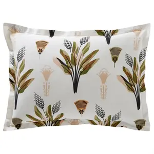 Becquet Drap housse, taie d'oreiller en coton décor végétal tropical EGYPTIEN pas cher
