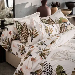Becquet Drap housse, taie d'oreiller en coton décor végétal tropical EGYPTIEN pas cher