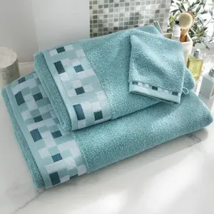 Becquet Lot de 2 Gants de toilette Bleu aqua 450G MOSAIQUA pas cher