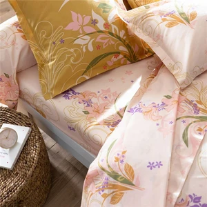 Becquet Drap plat JOELO fleurs de lys en coton jaune pas cher