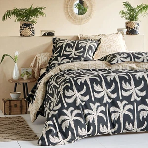 Becquet Housse de couette TOURISME palmiers design, beige en coton pas cher