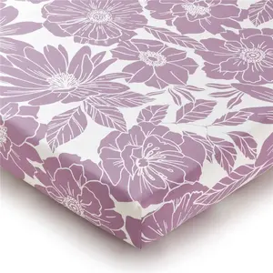 Becquet Drap housse en coton POETIQUE à motifs fleuris violet pas cher